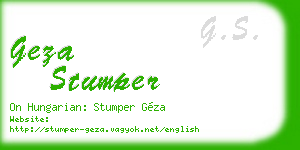 geza stumper business card